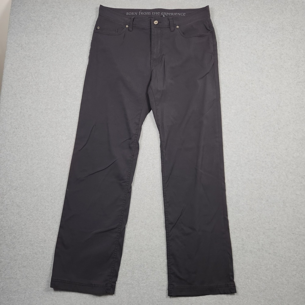 Prana Brion Pants 36x32 Black Slim Fit Stretch Chino Active Outdoors Hiking